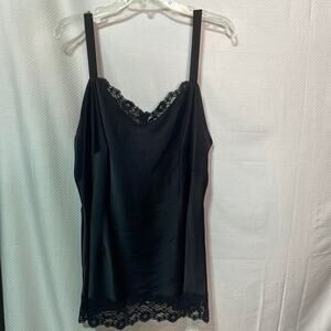 Caslon 2x black silk like long body adjustable straps cami worn once euc